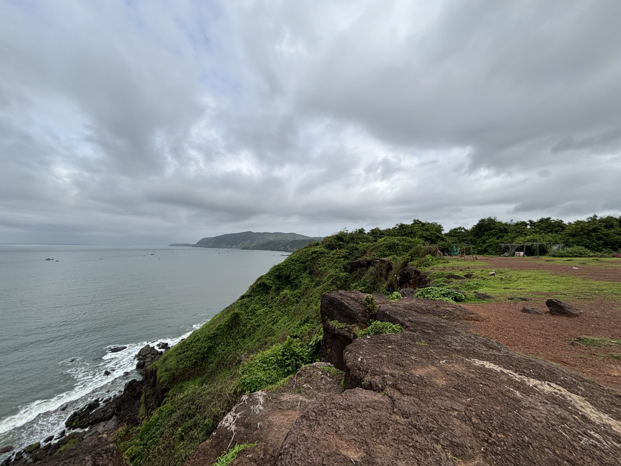 Cola Beach lagoon red cliffs South Goa